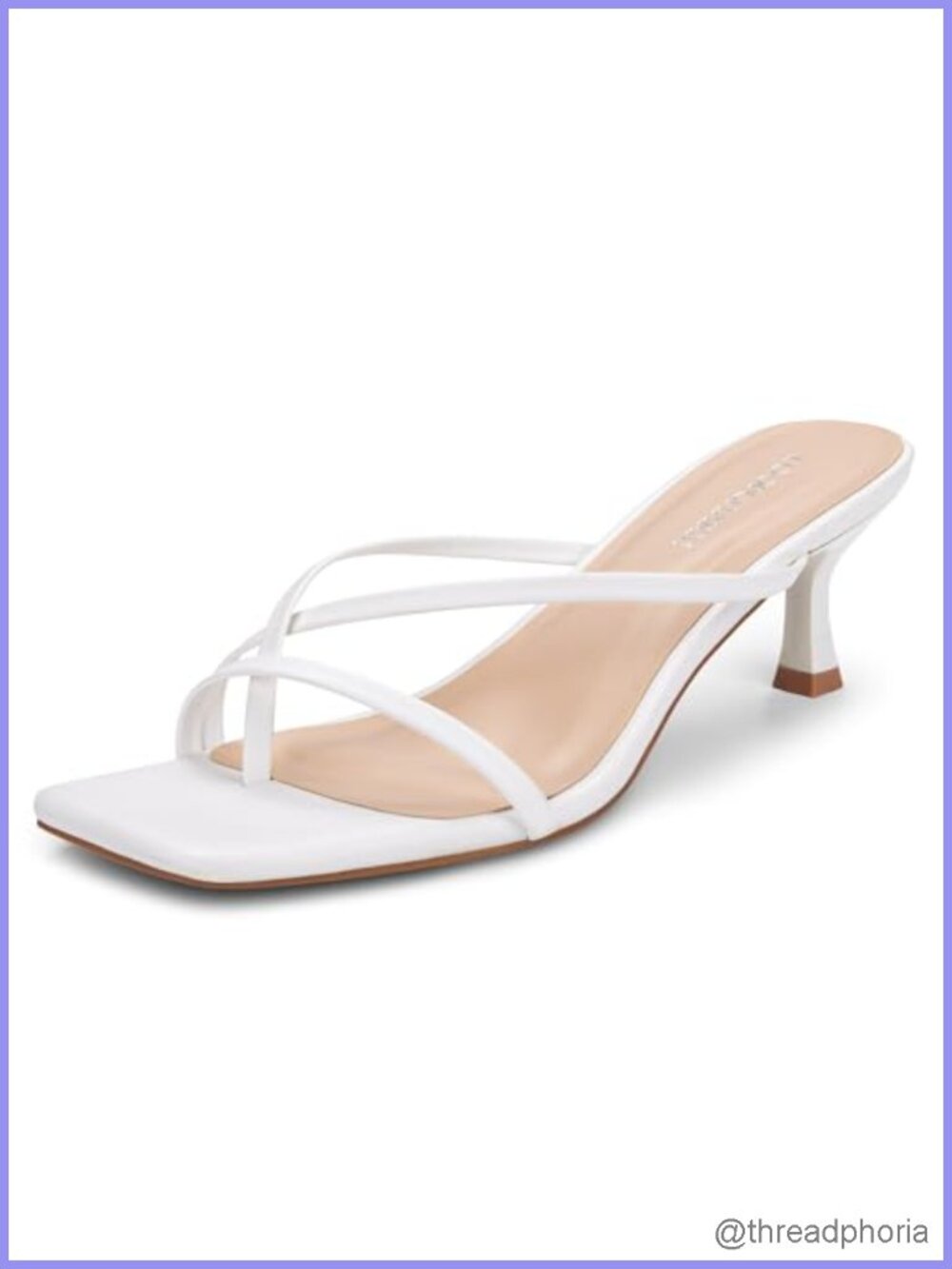 Strappy Kitten Heel Square Toe Sandals Faux Leather